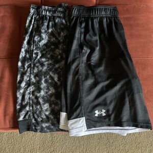 Under Armour Black and Gray Performance Shorts Elastic Waistband